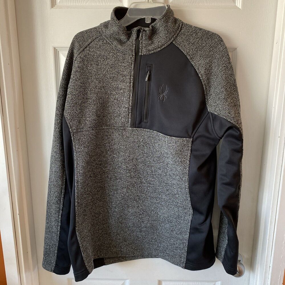 Spyder Pullover Sweater Men’s Size XL 1/4 Zip Stretch Zip Pocket